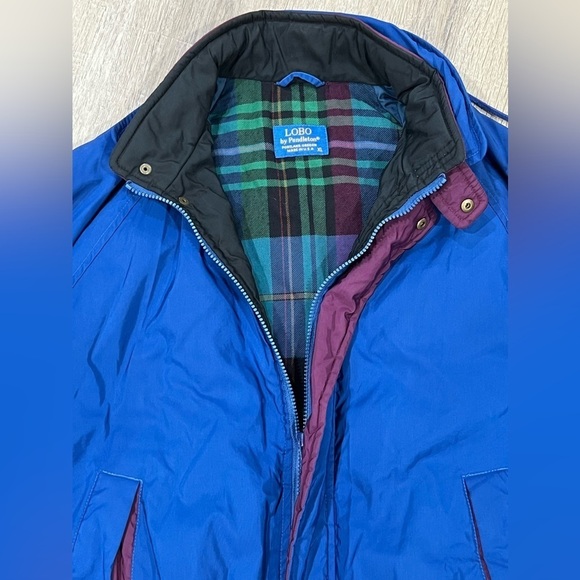 LOBO by Pendleton Made in USA XL Plaid Lined Blue Classic Jacket Coat Vintage - Picture 6 of 11